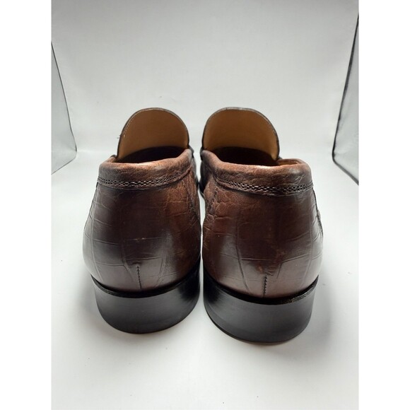 Allen Edmonds Brindisi Crocodile Embossed Leather Loafers Brown Italy Men’s 13 D - Picture 3 of 7